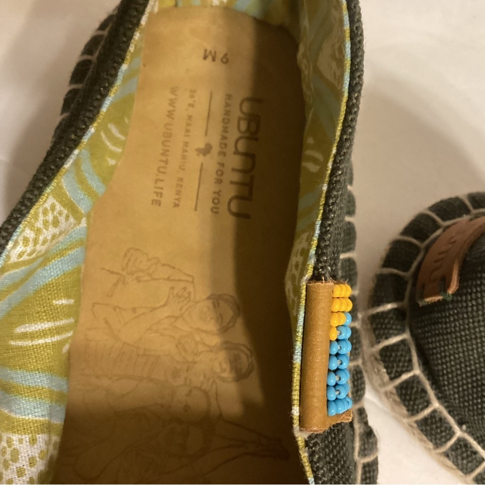 Ubuntu Classic Safari Green Afridrilles Women’s Size 9 Handmade - Picture 6 of 8